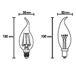 BOMBILLA LED E14 4W 470LM 2700K VELA DECOR FILAMENTO