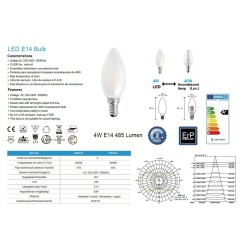 BOMBILLA LED E14 VELA OPAL 4000K 4W 485Lm