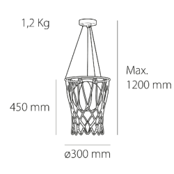 Lámpara Infantil de Techo Colgante 1 x E27 Basket Ball Blanco + Gris